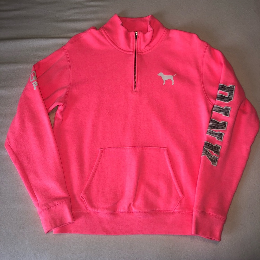 Bright pink quarter zip sweatshirt